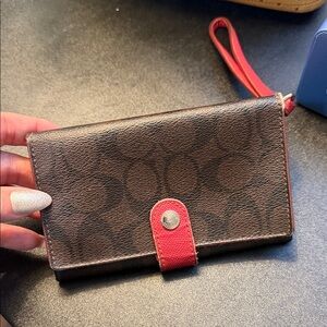 Coach Black and Red Wristlet Clutch